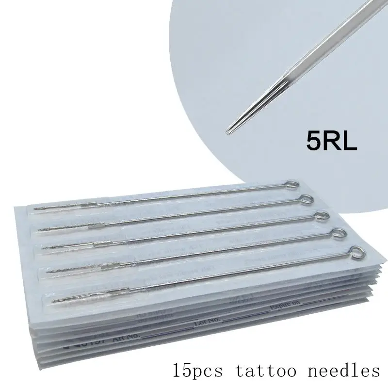 

Tattoo needle 15PCS Mixed Assorted Sterilized Tattoo Needles Round Liner 5RL for tattoo machine gun grip tip