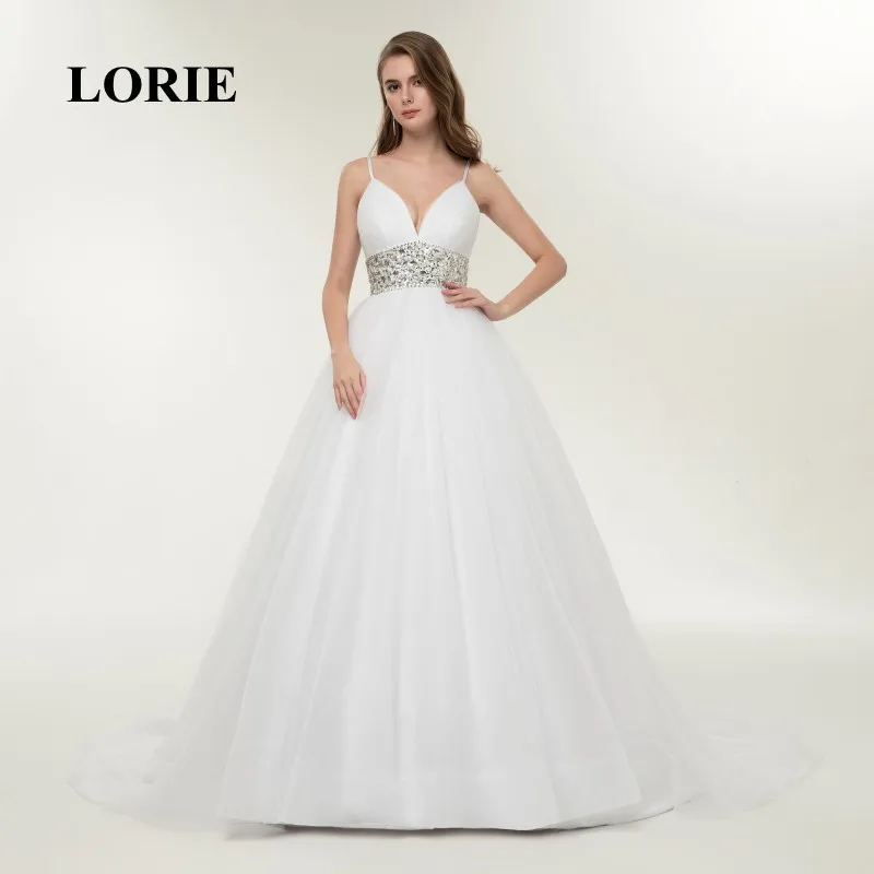 

LORIE Plus Size Wedding Dress Bride Spaghetti Strap Custom Made Princess Real Beaded with Crystals Wedding Gown Free Shipping