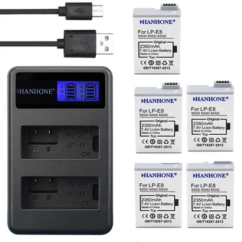 

5PCS 2350mAh High End LPE8 LP-E8 LP E8 Battery+LCD Dual Charger For Canon EOS X5 600D X6i 700D X4 650D X7i 550D T2i T3i Battery