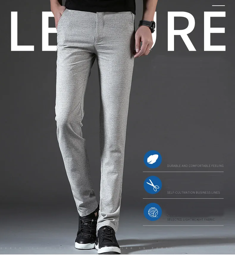 Дизайн осень лето мужские модные брюки классические деловые повседневные льняные брюки мужские прямые тонкие брюки мужские большие размеры