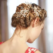 Dote me Nuevo Diseño de Oro de La Vendimia Flor Nupcial Peine Del Pelo Clip de Celada de Novia Hechos A Mano Accesorios