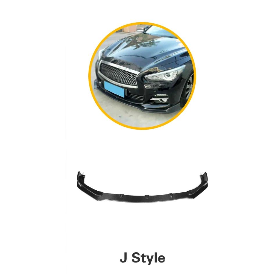 JC Style Углеродное волокно передний бампер спойлер сплиттеры для Infiniti Q50 стандартный бампер только 2013 - Цвет: JC Style