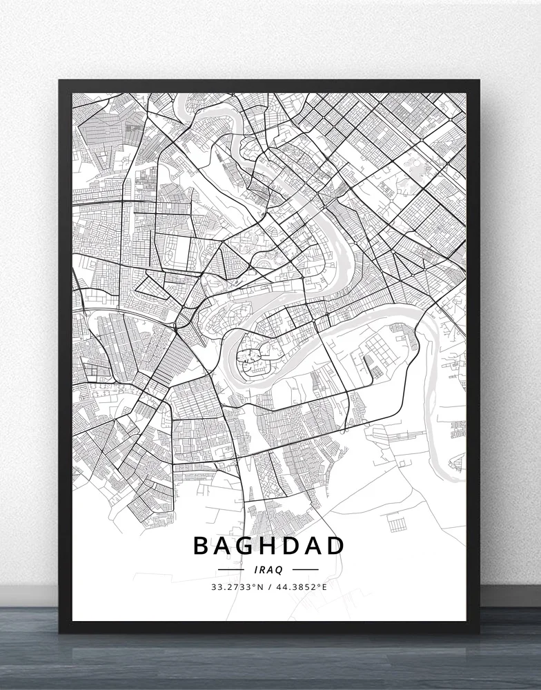 

Baghdad Basra Erbil Iraq Map Poster