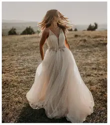 Свадебное платье 2019 Vestidos de novia простое свадебное платье с v-образным вырезом сексуальное романтическое свадебное платье