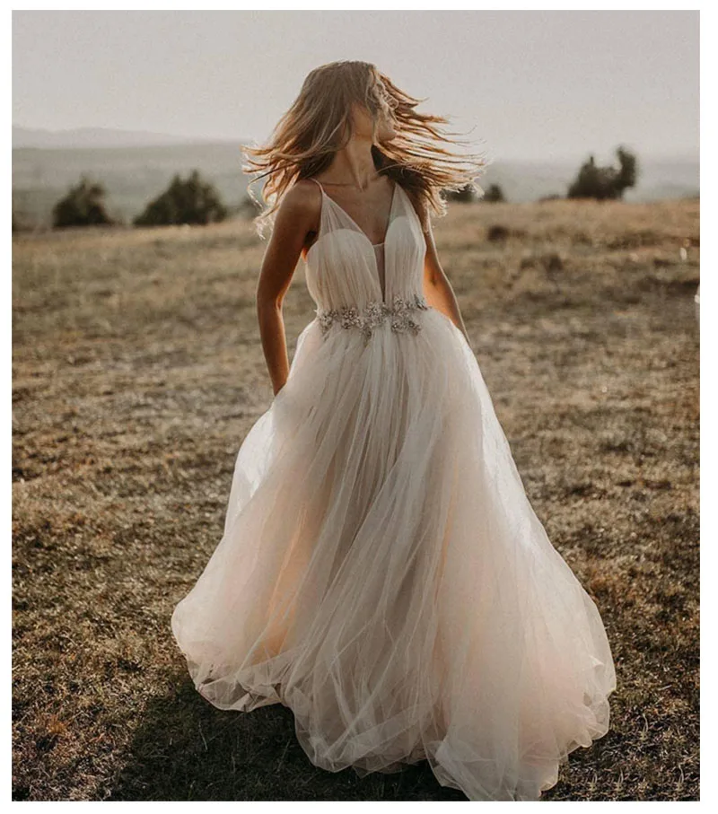 

Wedding Dress 2019 Vestidos de novia Simple Bridal Gown V-Neck Sexy Romantic Wedding Dress