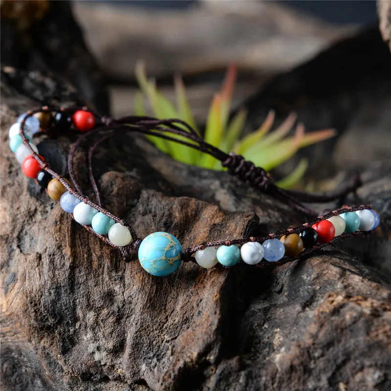 Уникальный браслет-чакра, ювелирные изделия, разноцветный натуральный камень, модный браслет из бусин, ручной работы, браслеты для йоги, рождественские подарки