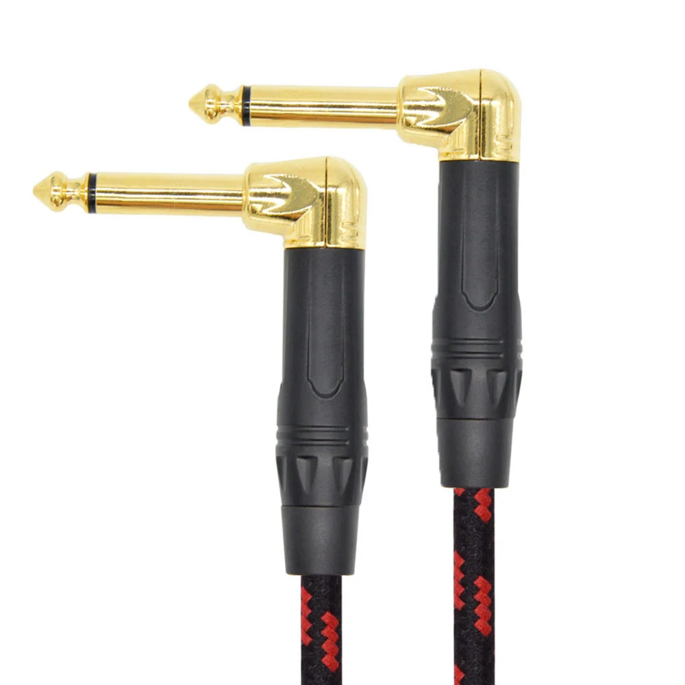 Instrument Right Angle Jack 6.35 mm Mono Cable Gold Plated 1m 1.8m 3m