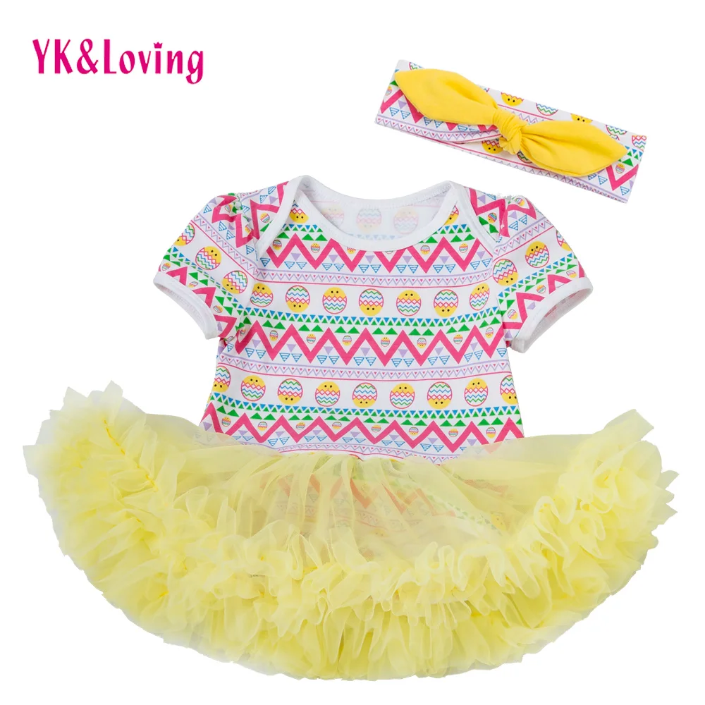 

Baby Easter Short-sleeved Dresses Egg Style Girls Clothes Cartoon Spring Summer Style Tutu Dress Princess Party Outfit