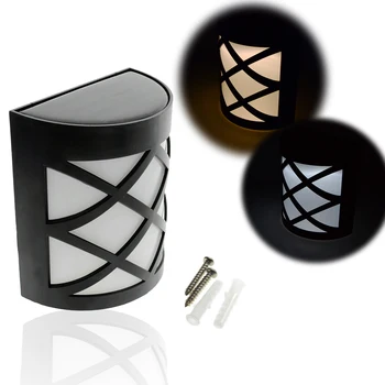 

Solar Power Wall Light Fence LED Outdoor Lighting Powered Yard Garden Black lamps