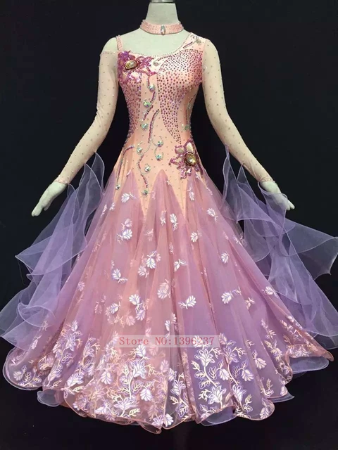 Standard Ballroom Dresses Women S Long Sleeve Professional Waltz Standard Ballroom Dresses Women S Long Sleeve Professional Waltz Dance Costume Pink Compeion Dancing Dress