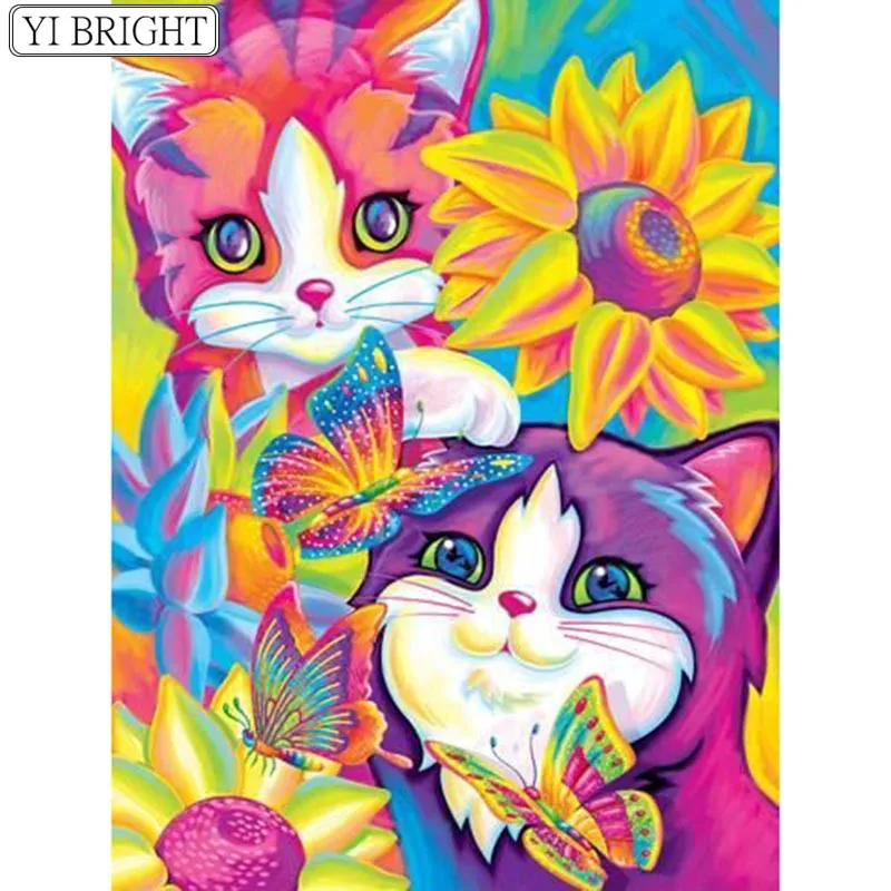 

5D DIY Full Square Diamond Painting Cross Stitch Cartoon cat 3D Diamond Embroidery Rhinestone Mosaic Home Decoration