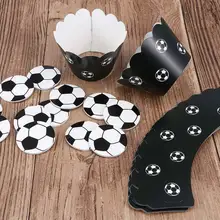 24 шт./лот Кубок мира футбол бумажные обертки для кексов топперы для детей день рождения украшения торт чашки(12 обертывания+ 12 Топпер