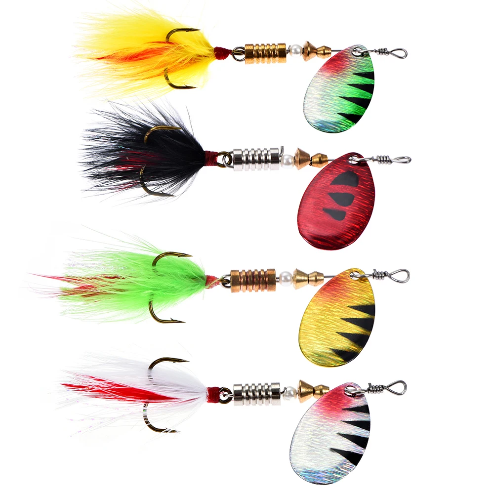 بيكي سبينر الصيد السحر Wobblers CrankBaits الرقصة Shads ل يطير الصيد أشرق الترتر المرقط ملعقة الطعوم مع الريشة هوك Pesca