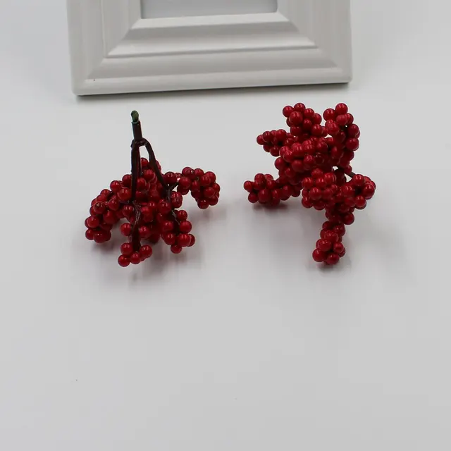 10 Mini Plastic Tree Fruit Simulation Small Berry Flower Red 10 Mini Plastic Tree Fruit Simulation Small Berry Flower Red Artificial Cherry Pearl Fake Christmas