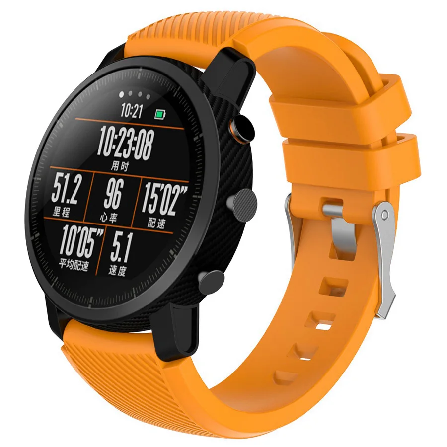 Спортивный ремешок из мягкого силикагеля для часов Xiaomi Amazfit Stratos 2/2 S, браслет для часов Amazfit Pace, аксессуары для ремешка 22 мм - Цвет: Orange