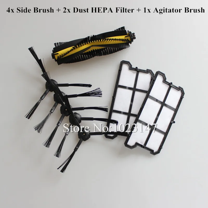 

2x Dust HEPA Filter + 1x Agitator Brush + 4x Side Brush kit for Ecovacs Deebot Deepoo CR130,plus CR131,ilife V7 Robot Cleaner