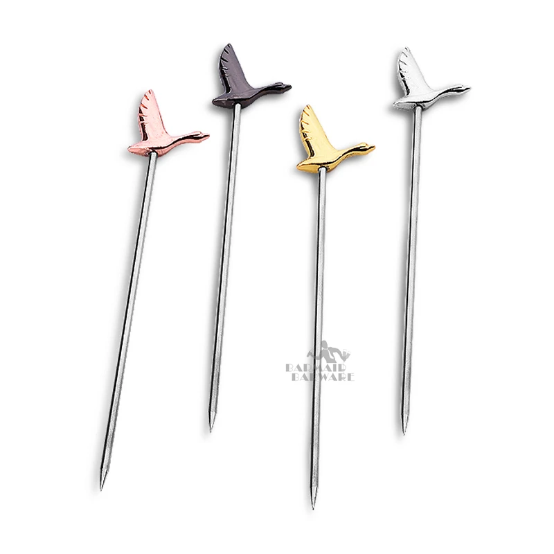 10.5cm Fruit Cocktail Pick Stick Stainless Steel Bar Tools Drink Stirring Sticks Martini Picks Party Wedding 4 colors