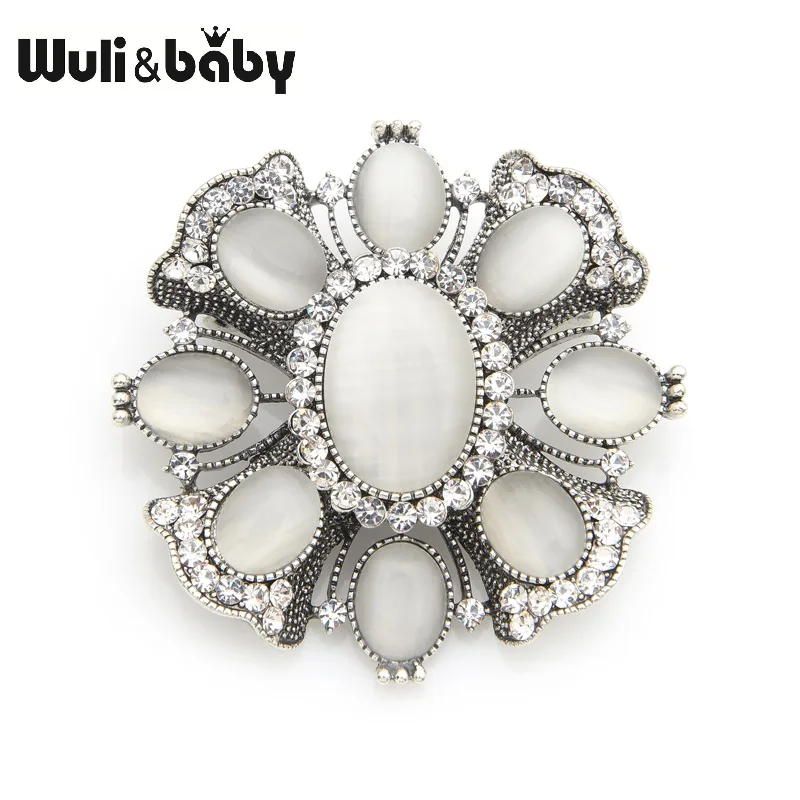 Женская и мужская Винтажная брошь Wuli & baby из сплава в виде цветка с белым