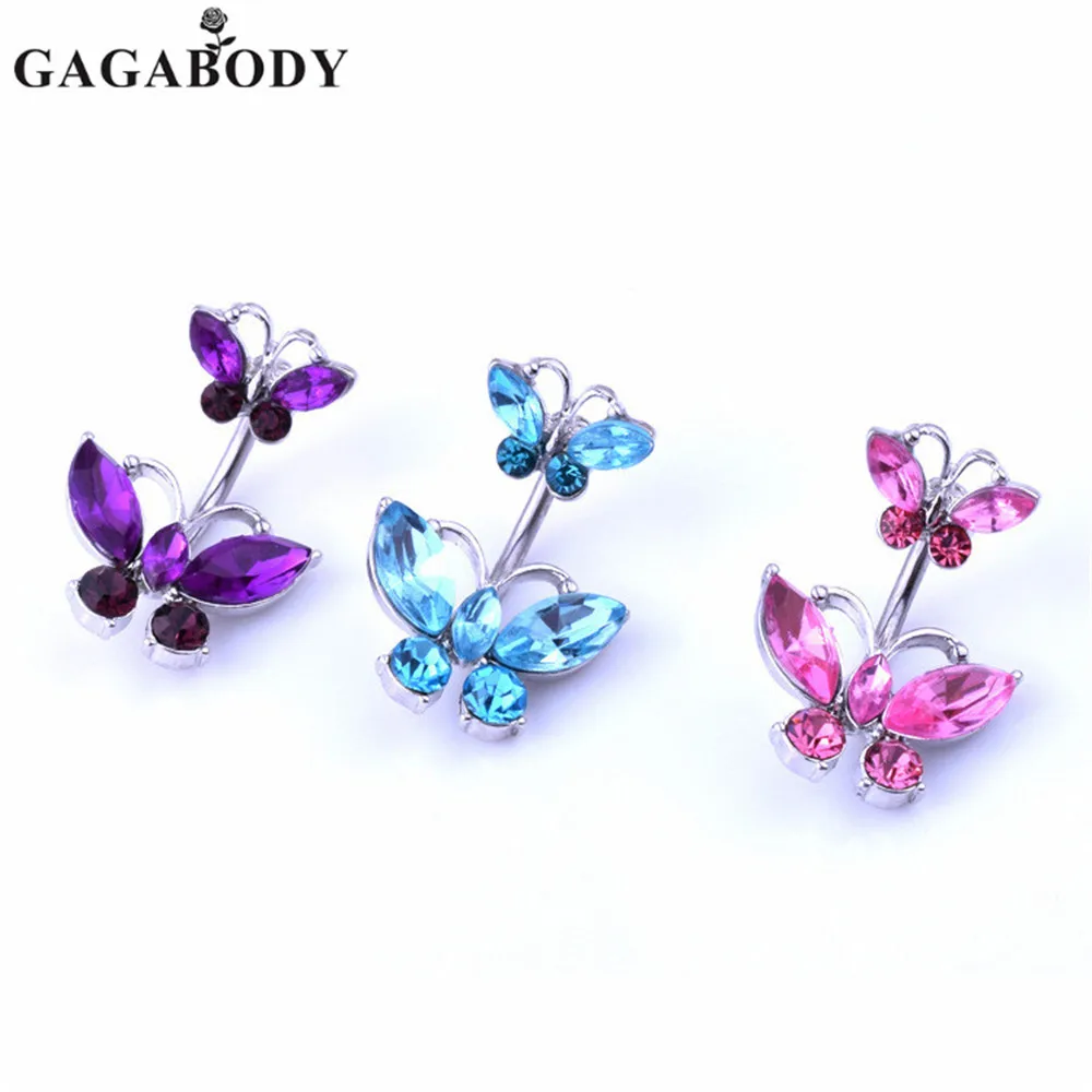 Buy Shiny Butterfly Cubic Zircon Belly Ring Body Piercing Jewelry Navel Belly