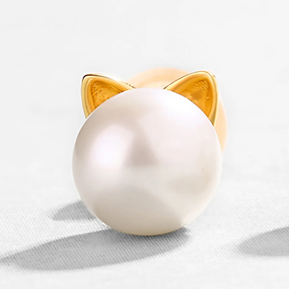 ALLNOEL Real pearl Stud Earrings For Women Solid 14K Gold Plated 925 Sterling Silver Gemstone Jewelry Cat Stud Earrings New Gift (8)