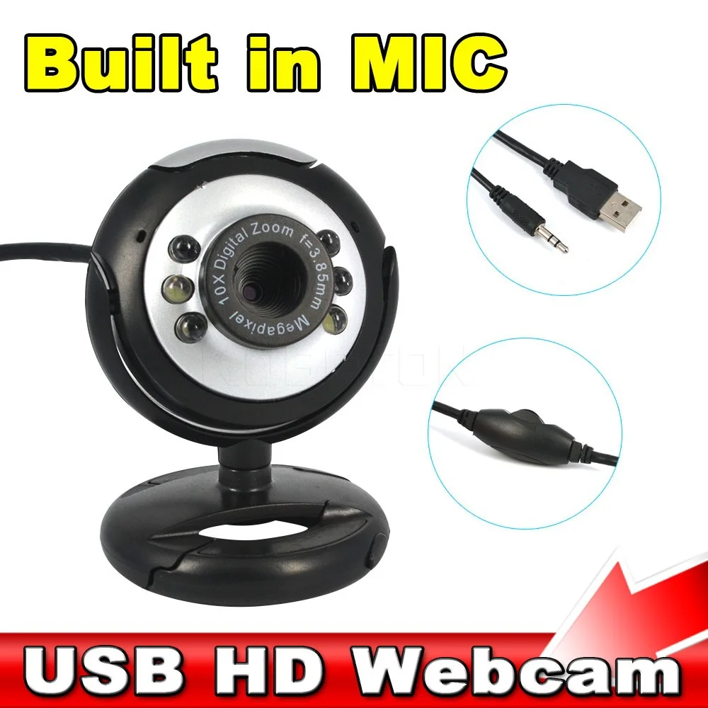 

kebidumei USB 30M HD Camera with Microphone 30 Mega Pixel Web Cam 6 LED HD Webcam Camera MIC FOR PC LAPTOP
