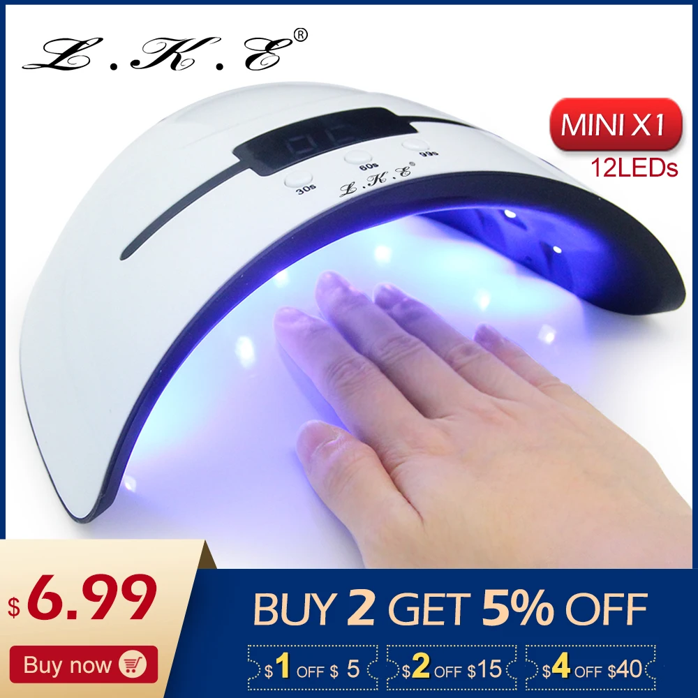 LKE 36W LED Nail Lamp For All Kinds of Gel 12 Leds Sun Light UV Lamp