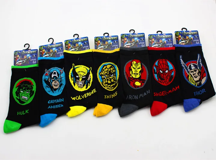 Носки с героями мультфильма «мстители», «Марвел», «Бэтмен», «Супермен», «дикий райтеон», модные женские носки, новинка, забавные повседневные мужские носки