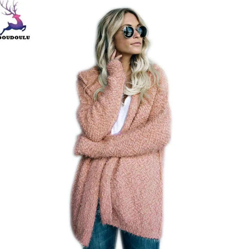 

DOUDOULU long Sleeve cardigan women 2017 NEW Loose Cardigan Knitted Sweater Cardigan Blouse Outwear Blusas Casaco#WMEW