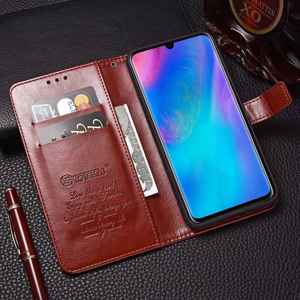 TOMKAS Flip Leather Case for Huawei P30 Pro P30 Lite Luxury Business Vintage Wallet Case for Huawei P30 Pro Silicone Back Cover