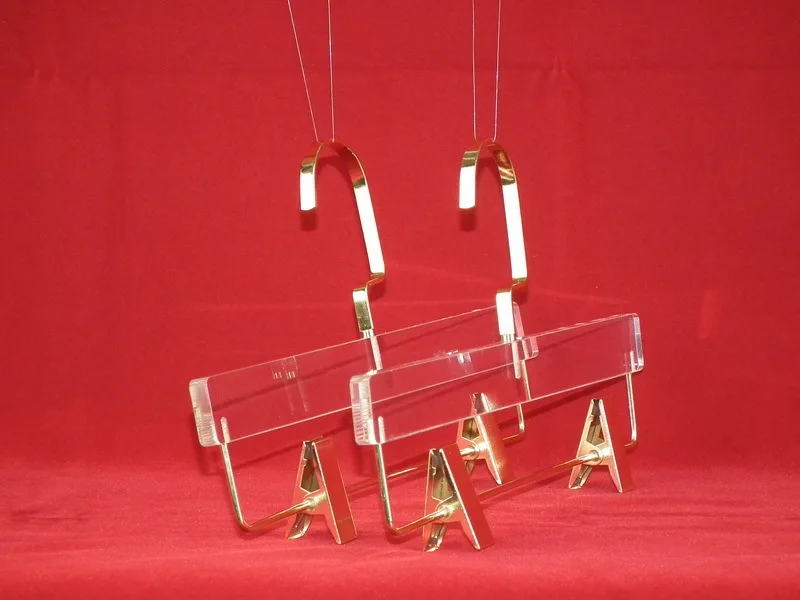 

Factory direct sale PMMA Acrylic CLEAR pants display hangers with hanging clip