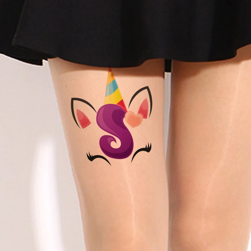 

Cute Unicorn pattern single-legged printed thin silk stockings