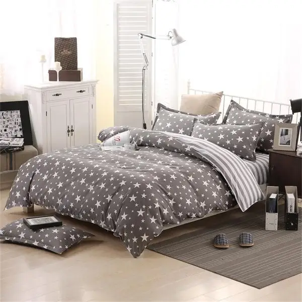 BEST.WENSD Grey dekbedovertrek 1 persoons bedding set Warm winter stars 3-4pcs Single beddengoed-bed set bed linen for children - Цвет: as picture