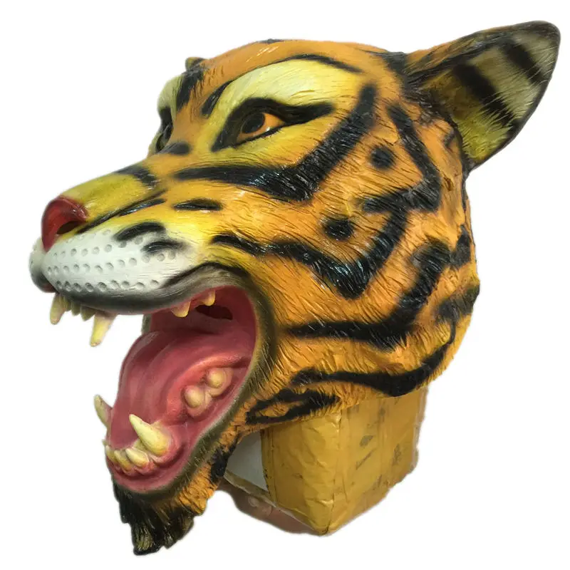 

Halloween Horror Tiger Latex Mask Full Face Animal Head Rubber Masks Mythology Fancy Prop Costume Party Supplies Realistic Props