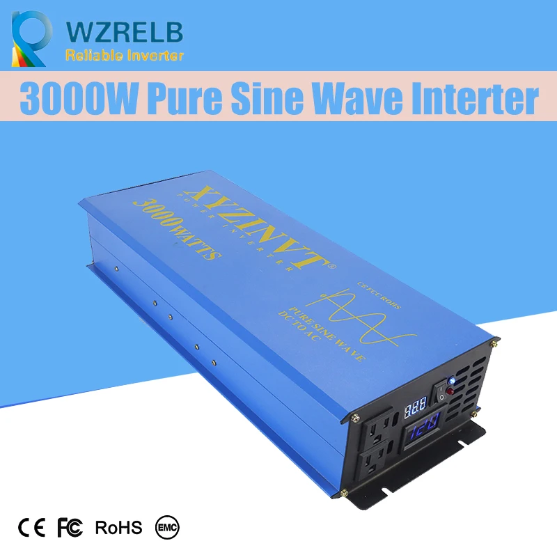 Надежный Инвертор чистой синусоидальной волны UPS и функция зарядки 3000 Вт наружный домашний инвертор частоты с зарядным устройством