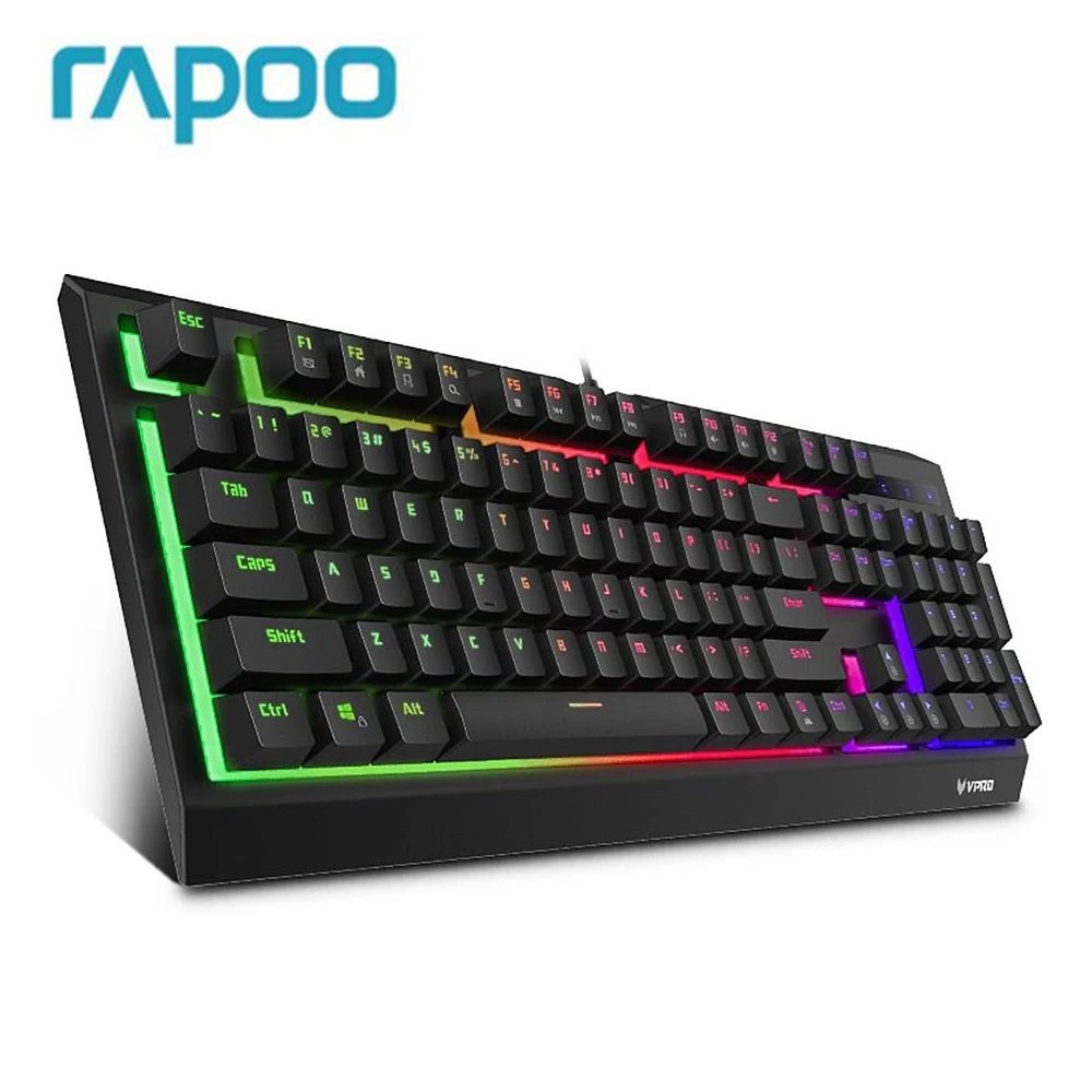 Rapoo V52S Проводная игровая клавиатура с подсветкой, двойной цвет, зеленый переключатель, Игровая клавиатура для ПК/Windows/Mac/ноутбука