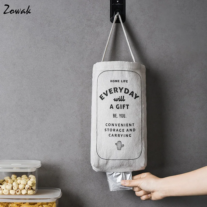 

Trash Bag Organizer Garbage Vegetable Holder Wall Mounted Dispenser Holder Plastic Waste Bag Storage for Kitchen Grocery Pocket