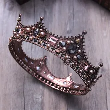 Vintage barok gelin tacı taç gelin kristal kraliçe kral taç düğün saç takı aksesuarları kadın Pageant balo başlığı