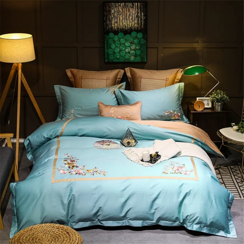 Waliicorners 60S Egypt Cotton Luxury 4/7pcs Bedding set Queen/King Size Embroidery style Bed set Duvet cover Bed linen Pillowcases 29 2