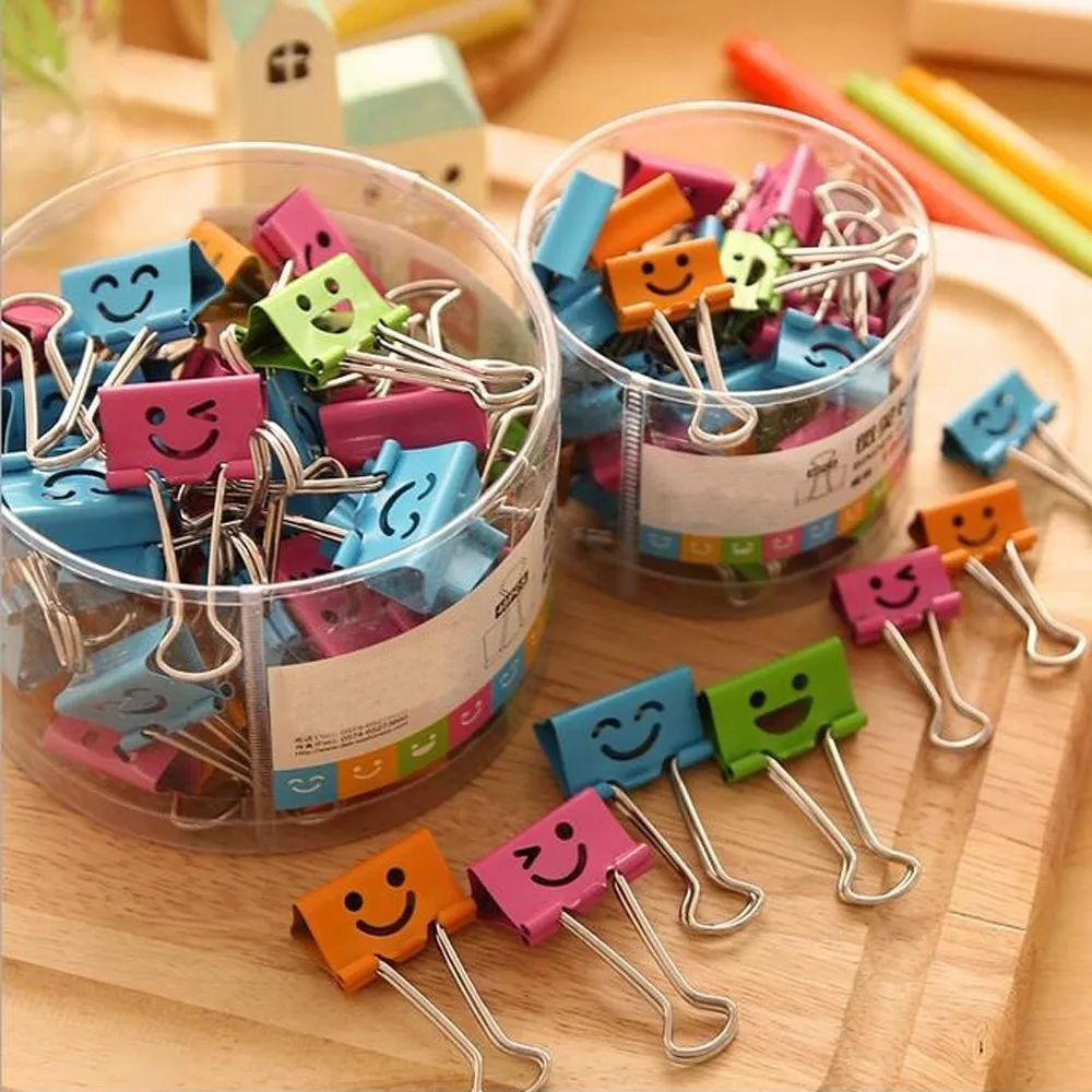 10Pcs Smile Metal Bag Clips set Cute Binder Clips Album Paper Clips