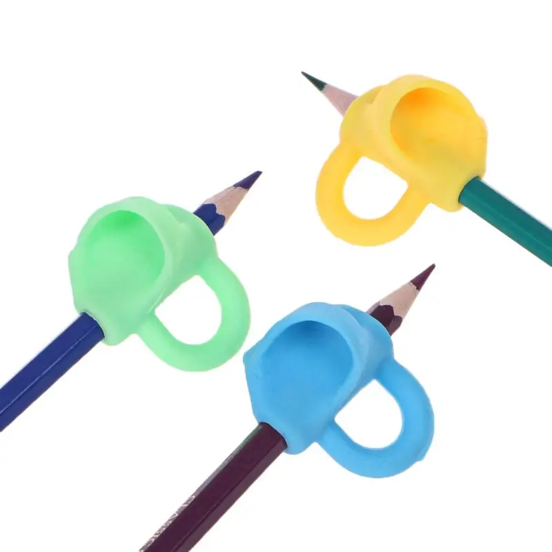 

3Pcs Magic Grip Pencil Help Beginner Writing Silicone Toys Baby Double Thumb Posture Correction Pen Tool