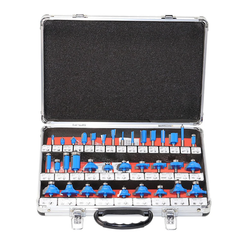

35 PCS 1/4 Inch Shank Router Bit Set Carbide Kit Wood Milling Cutters Woodworking Tool with Aluminum Case