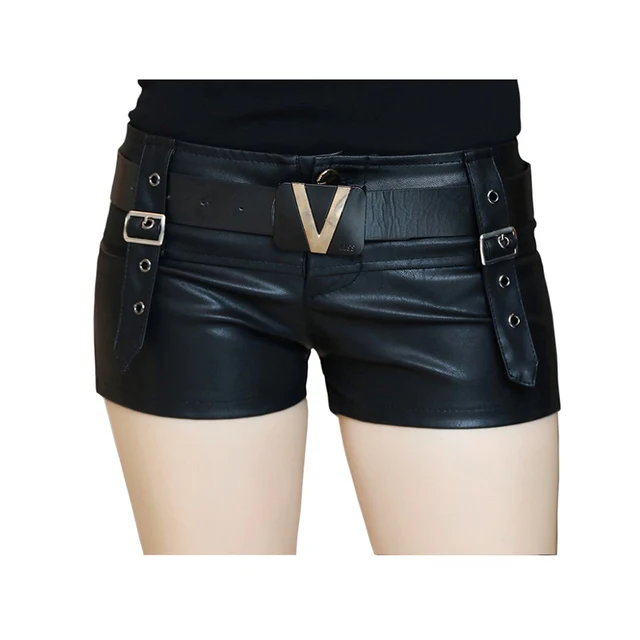 2017 New Autumn Winter Tight Skinny Shorts PU Leather Shorts Women