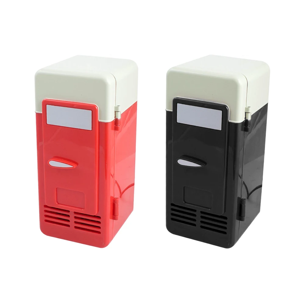 Desktop Mini Fridge USB Gadget Beverage Cans Cooler Warmer Refrigerator With Internal LED Light Car Use Mini Fridge