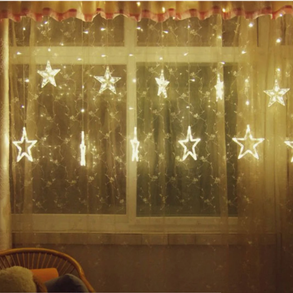 LED String Lights Pentagram Star Curtain Light Fairy Wedding Birthday Christmas Lighting Indoor Decoration Light 220V IP44