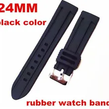 20 шт./партия высококачественный 24 мм резиновый ремешок для наручных часов часы ремешок черный цвет для наручных часов-3255