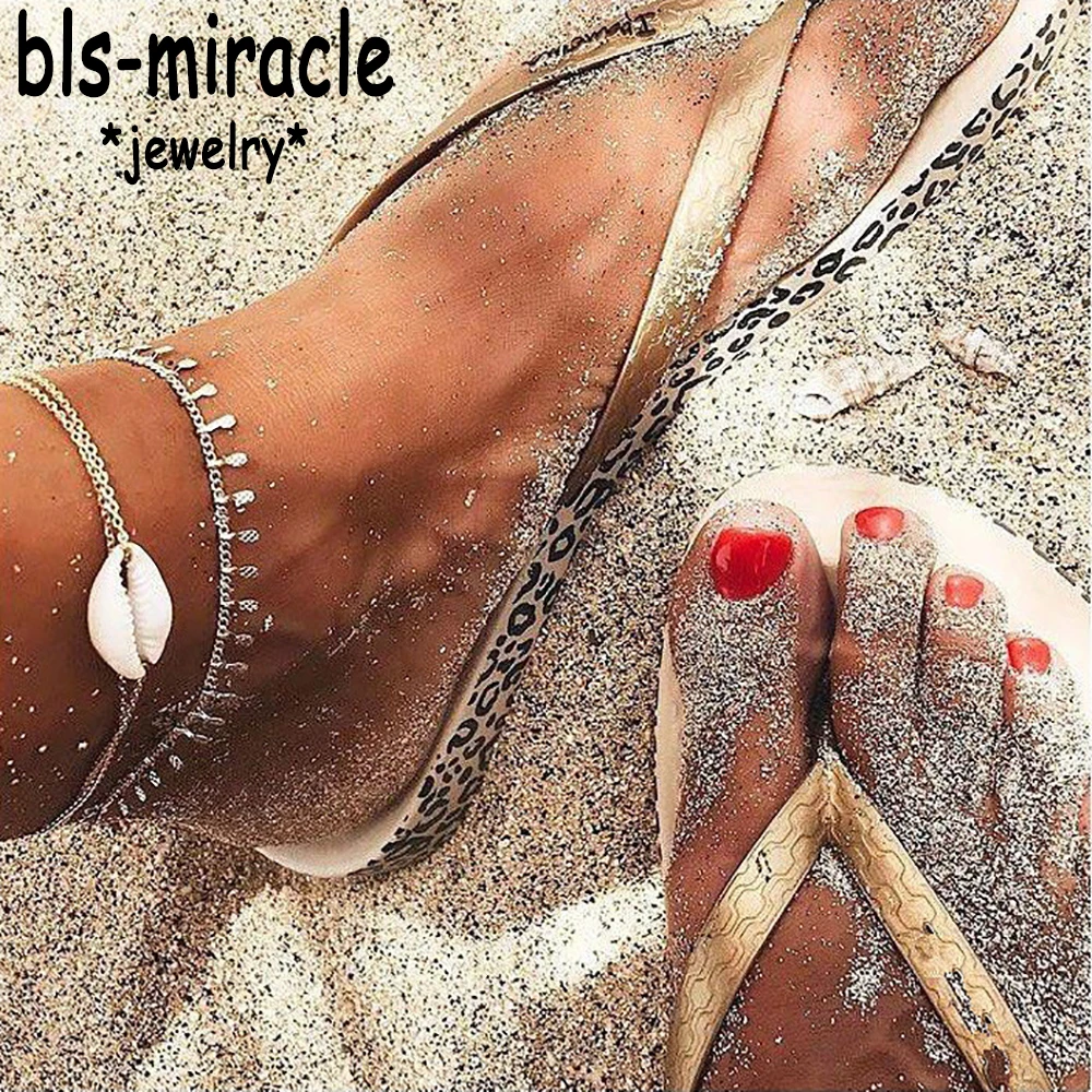 

Bls-miracle Retro Shell Anklets Bangle & Bangle Women Fashion Silver Multilayer Anklets Bracelets DIY Jewelry Party Gifts AX-12