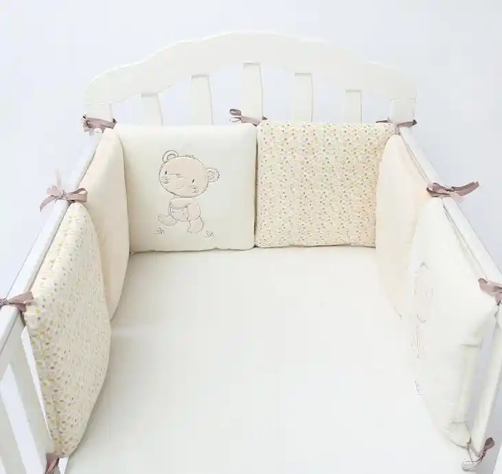 6 Pcs Baby Bed Bumpers Soft No Stimulation Baby Cot Bumper Cotton