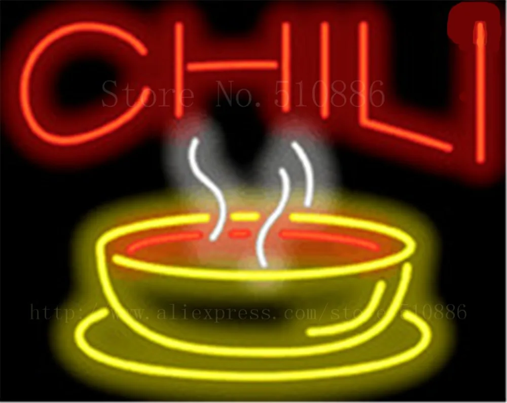 Chili NEON SIGN Real GLASS Tube Beer PUB Restaurant Signboard display