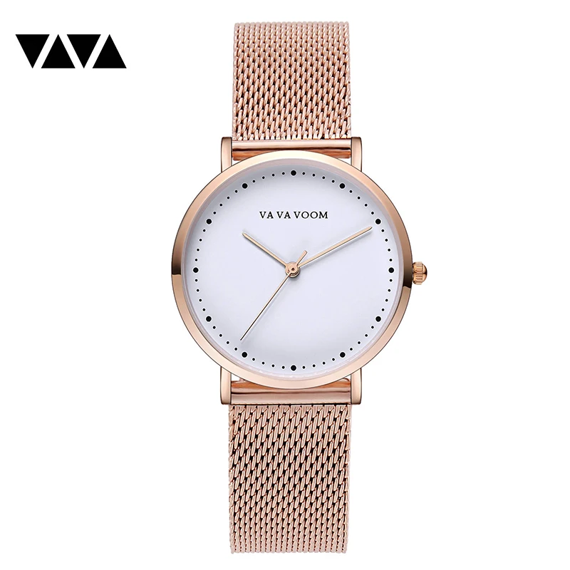 

VAVA 2019 Womens Top Brand Watch Quartz Rose Gold Gift for Ladies Fashion Luxury Dress Waterproof Male Wrist Watch Bracelet