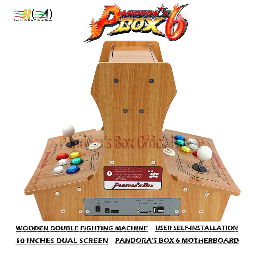 Wooden Double fighting machine Pandora's box mini arcade bartop 2 players diy User self-installation pandora box 6 1300 in 1